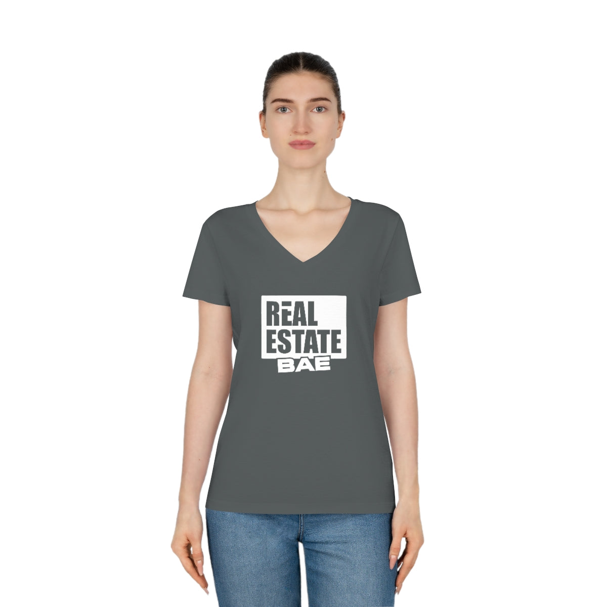 Real Estate Bae™ Women's V-Neck T-Shirt (Dark)
