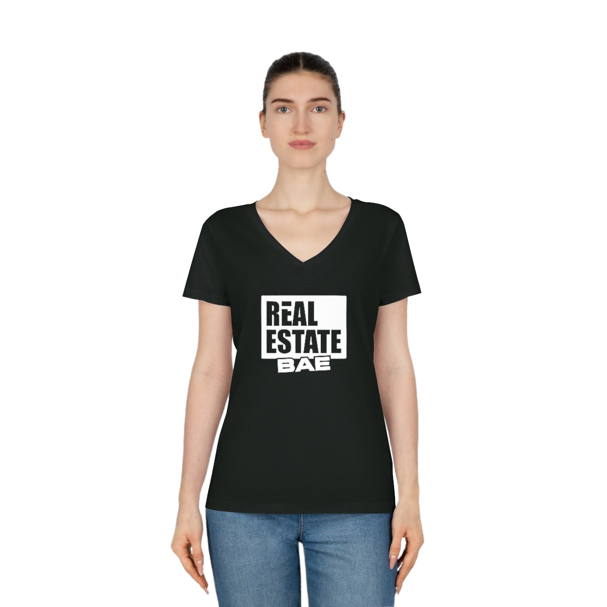 Real Estate Bae™ Women's V-Neck T-Shirt (Dark)