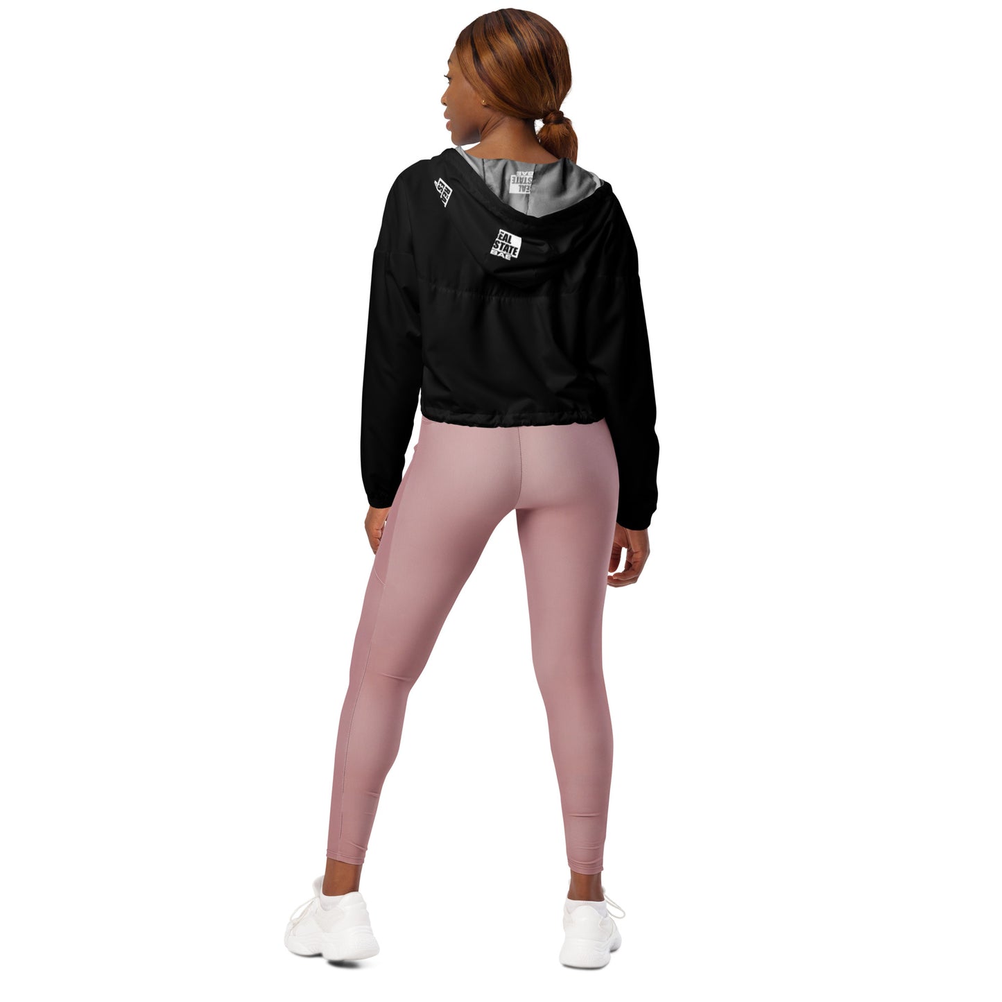 Real Estate Bae™ Women’s cropped windbreaker (black & white)