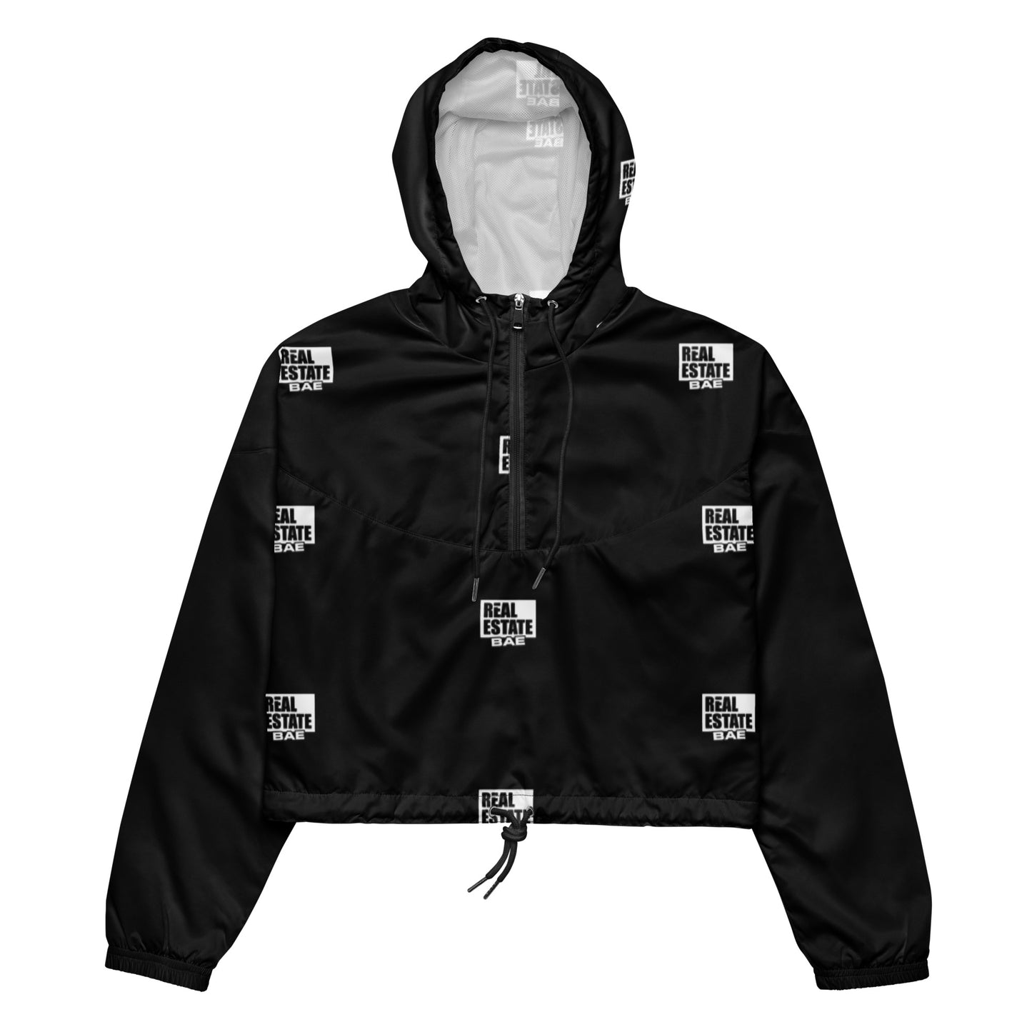 Real Estate Bae™ Women’s cropped windbreaker (black & white)