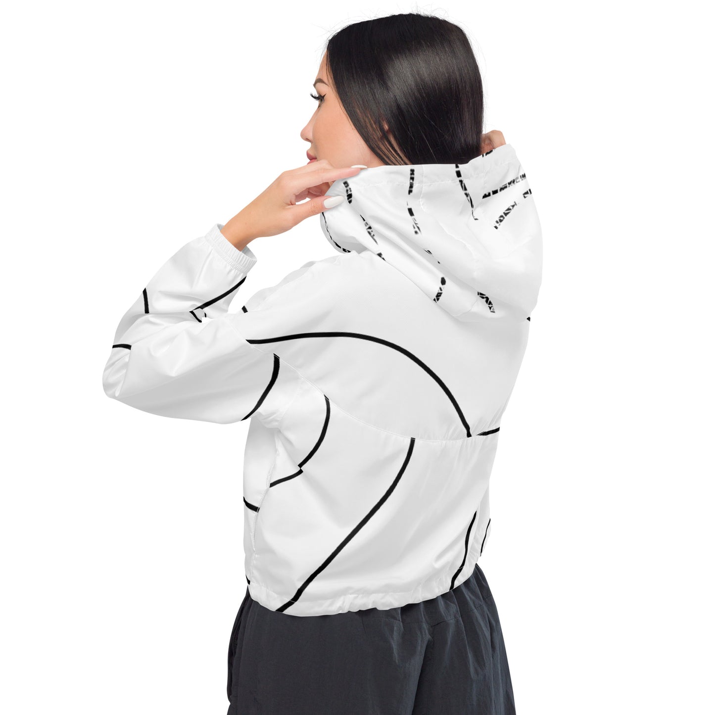 Real Estate Bae™ Women’s cropped windbreaker (black & white)
