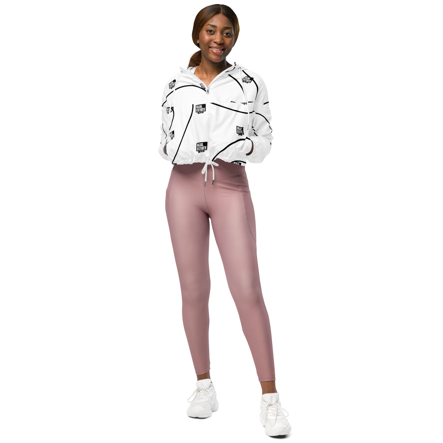 Real Estate Bae™ Women’s cropped windbreaker (black & white)