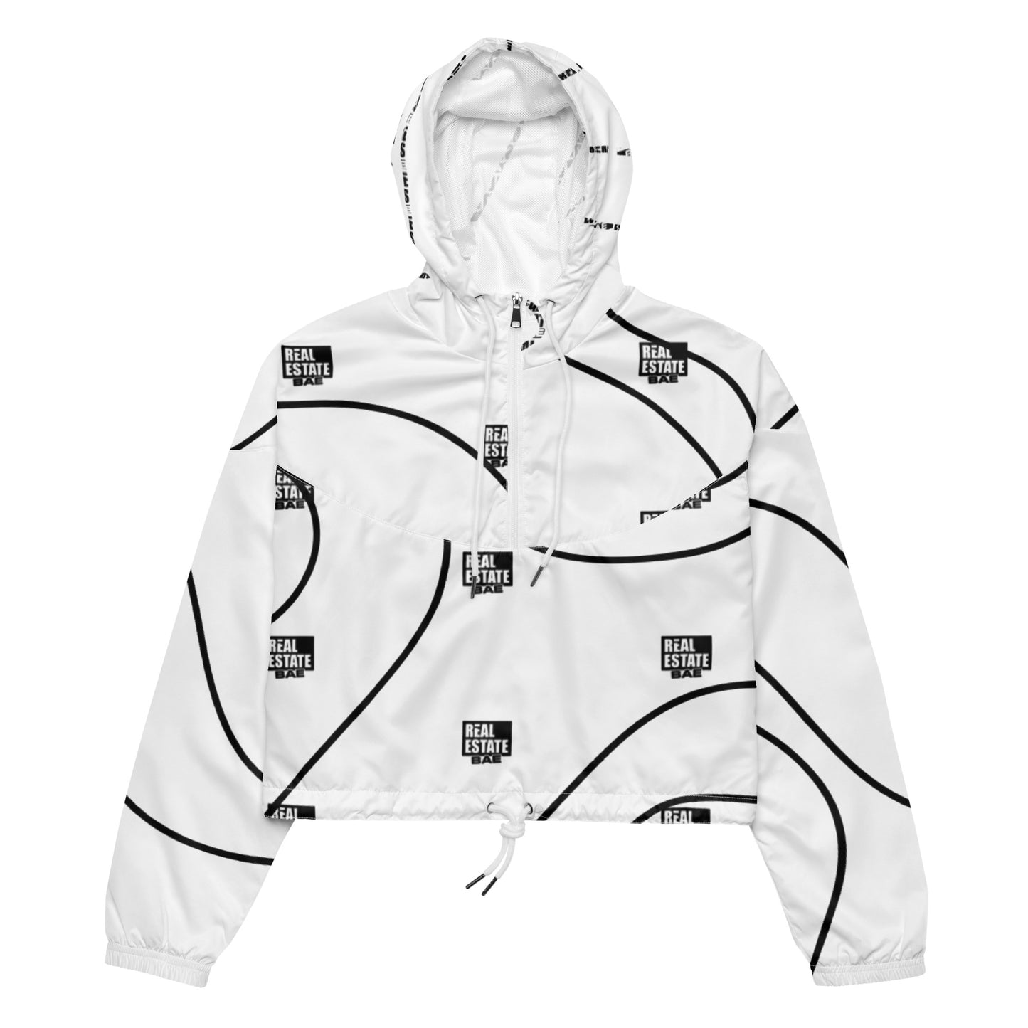 Real Estate Bae™ Women’s cropped windbreaker (black & white)