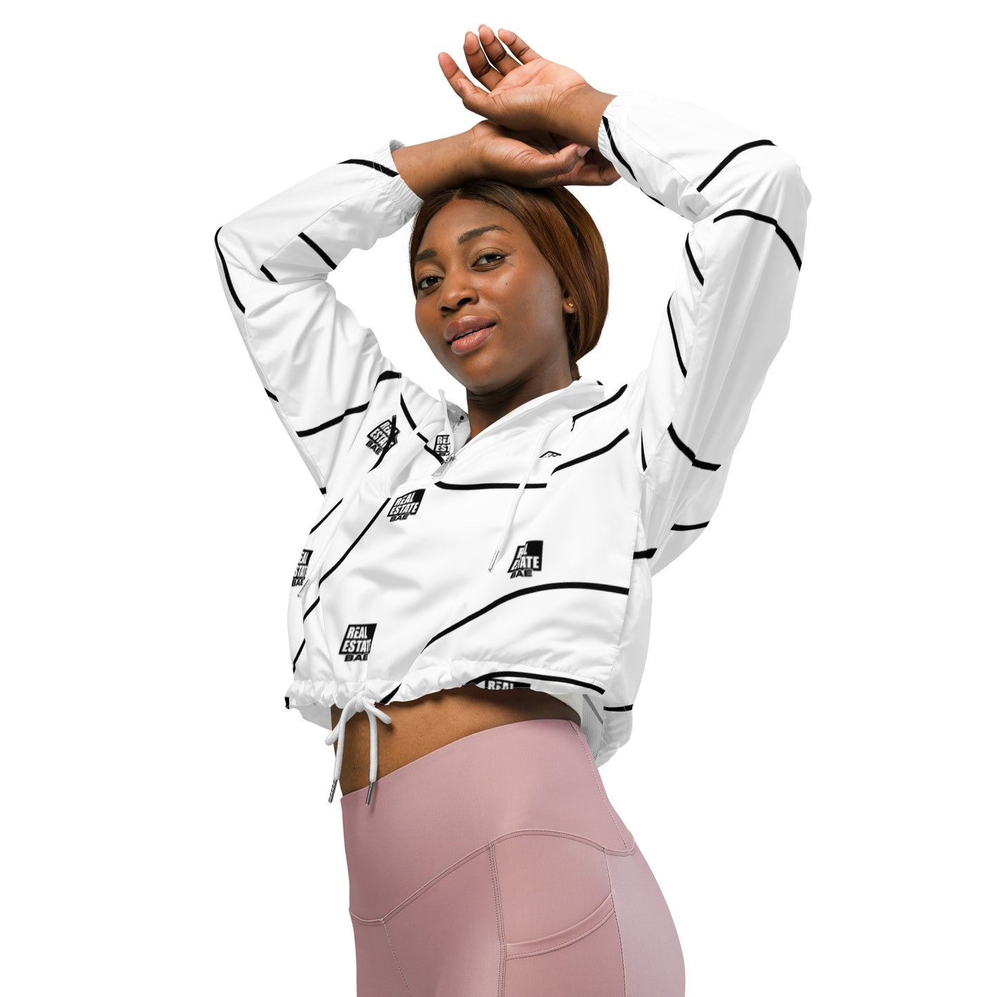 Real Estate Bae™ Women’s cropped windbreaker (black & white)