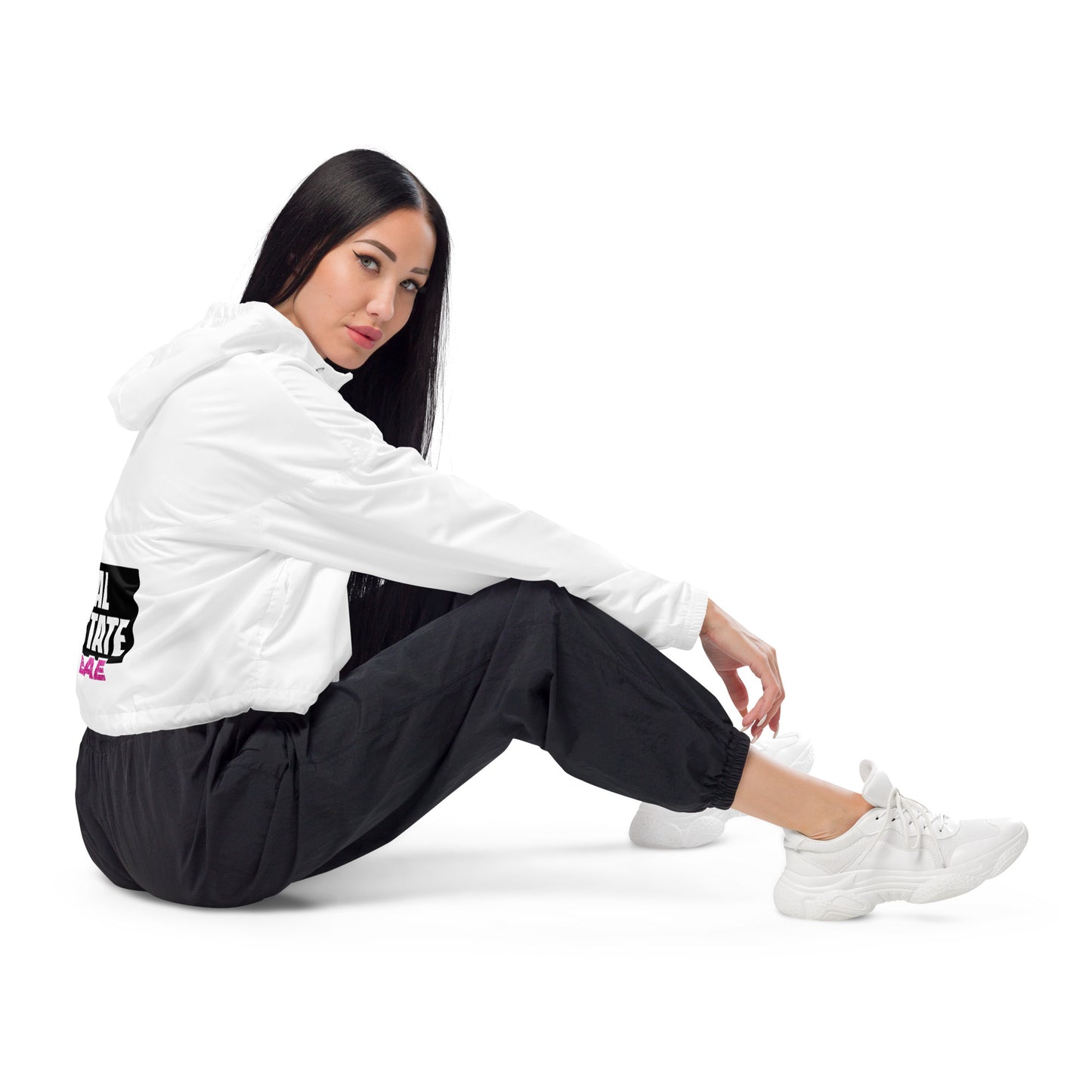 Real Estate Bae™ Women’s cropped windbreaker- White