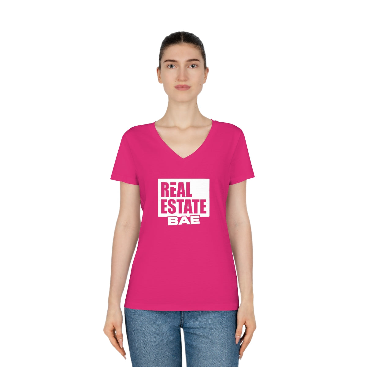 Real Estate Bae™ Women's V-Neck T-Shirt (Dark)