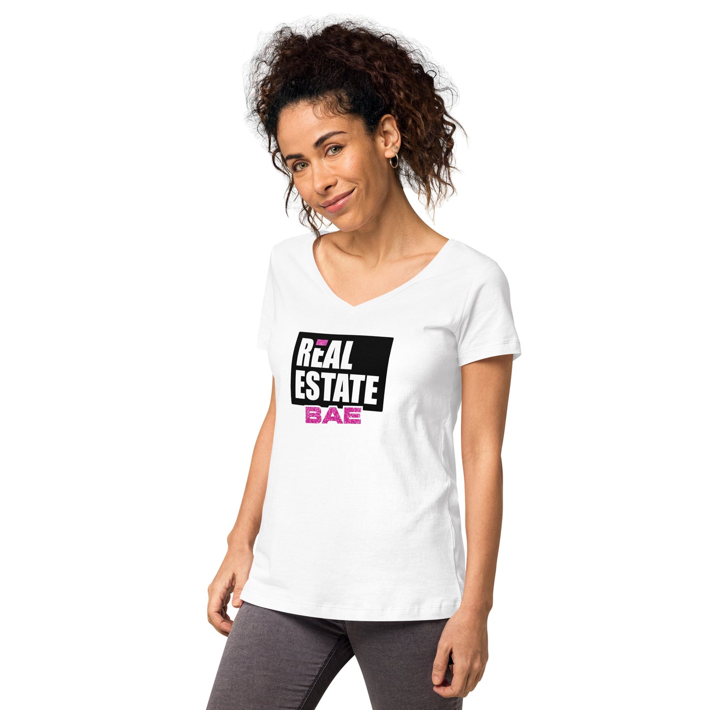 Real Estate Bae™ Women’s fitted v-neck t-shirt