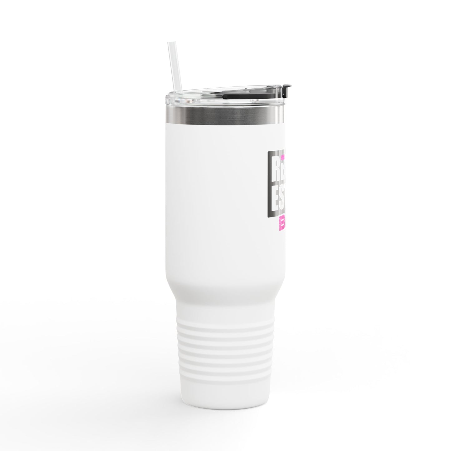 40oz Travel Mug — Real Estate Bae Insulated Tumbler (Handle & Straw)