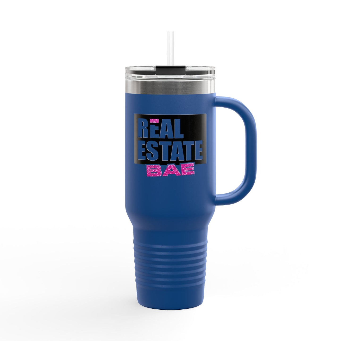 40oz Travel Mug — Real Estate Bae Insulated Tumbler (Handle & Straw)