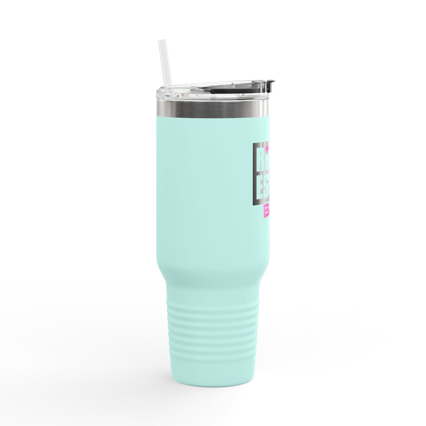 40oz Travel Mug — Real Estate Bae Insulated Tumbler (Handle & Straw)