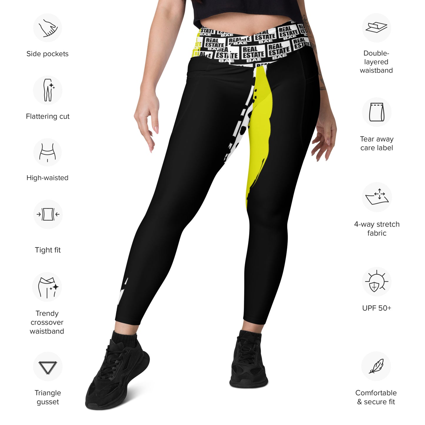 Real Estate Bae Crossover leggings with pockets