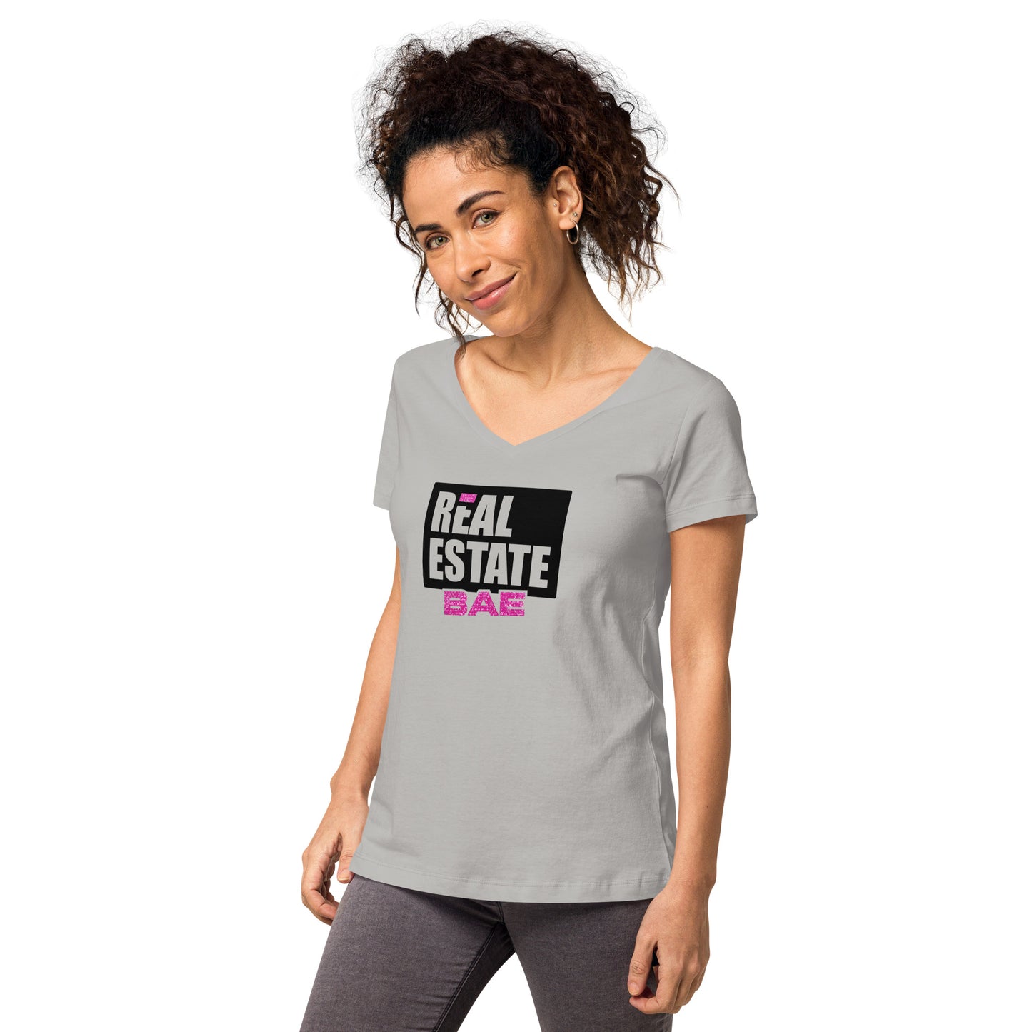 Real Estate Bae™ Women’s fitted v-neck t-shirt