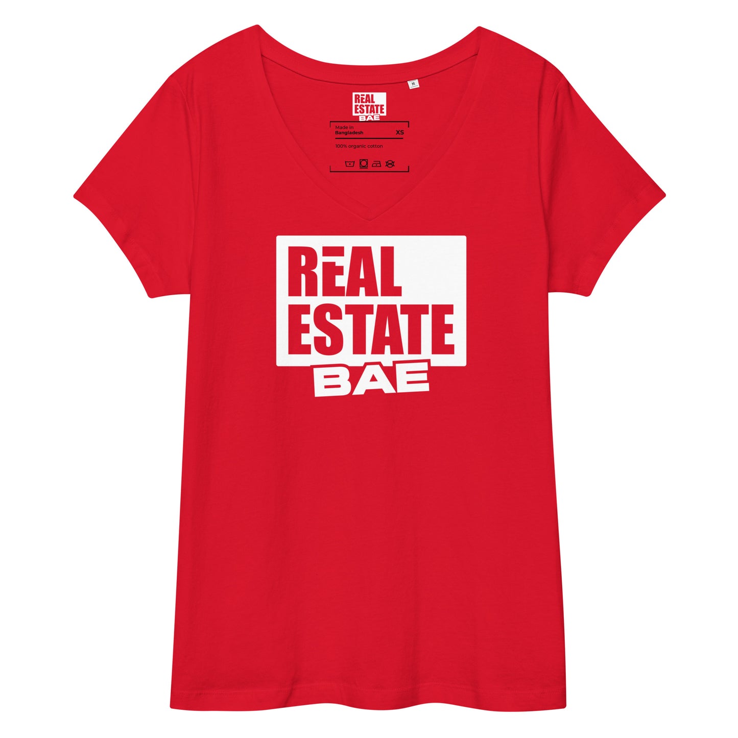 Real Estate Bae™  Women’s fitted v-neck t-shirt